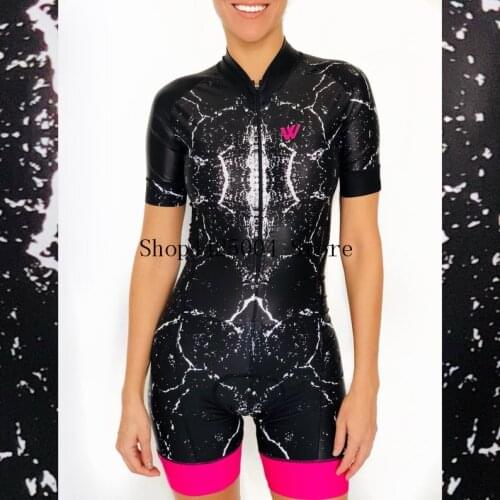 2020 Pro Team Triathlon Suit Womens short sleeve Cycling Jersey Skinsuit Jumpsuit Maillot Cycling Ropa ciclismo set gel