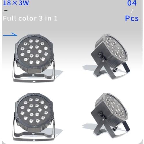 4pcs/lots 18pcs 3w led lamp beads 18x3w led Par lights RGB 3in1 flat par led dmx512 disco lights professional stage dj equipment