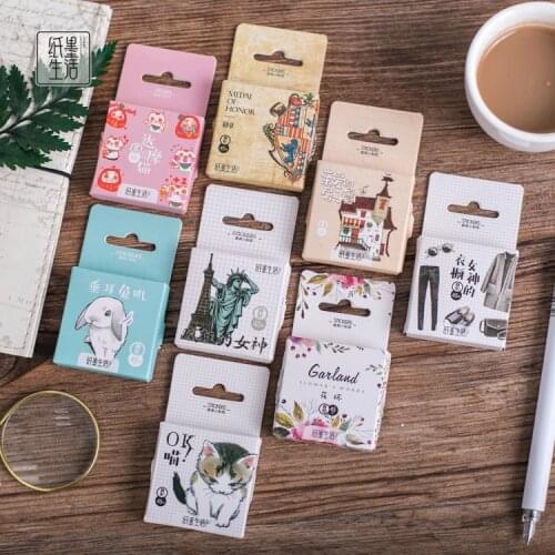 45 pcs/pack Cute cat rabbit Decorative Stickers Crazy Statue of Liberty Adhesive Sealing Stickers DIY Decoration Diary Stickers