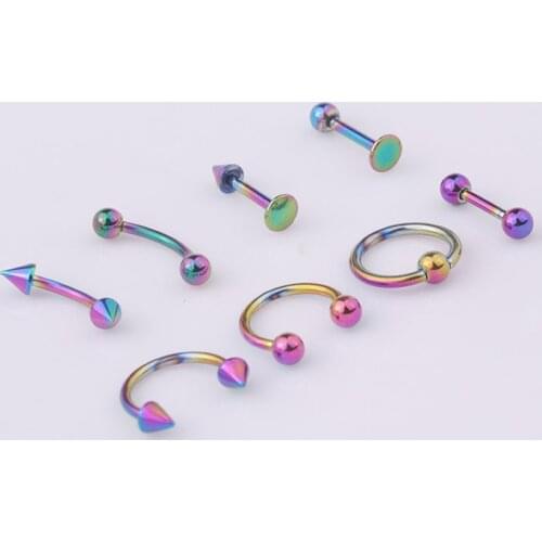 8pcs/set Mix Bar Ball Ring Spiking Surgical Stainless Steel Ear Eyebrow Lip Nose Tongue Piercing Set jewelry For for Women Men