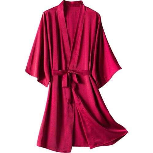 Satin Robe Female Intimate Lingerie Sleepwear Silky Bridal Wedding Gift Casual Kimono Bathrobe Gown Nightgown Sexy Nightwear