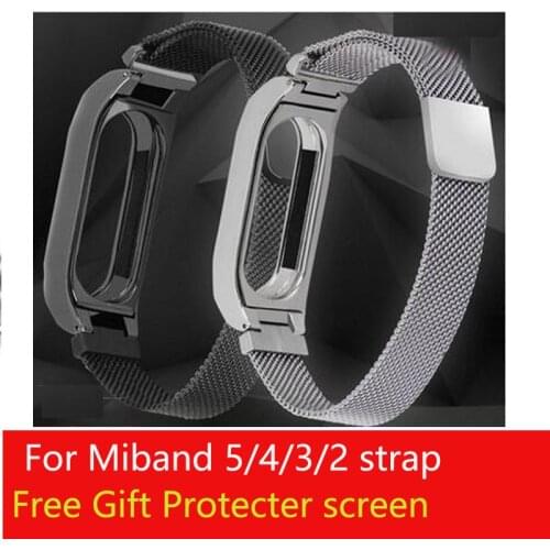 Miband 5 Stainless Strap For Xiaomi Mi Band 5 4 3 2 Wrist bands Bracelet Wrist Straps Metal Belt