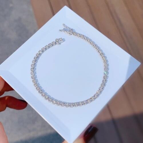 2.0ctw total carat weight Round Cut Natural Diamond Bracelet Real 18K White Gold Prong Setting Gift Party for Women Fine Jewelry