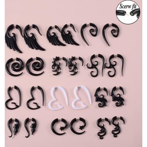 CHUANCI 1 Pair Acrylic Fake Spiral Ear Taper Plug Gauges Twist Expanders Earring Cheater Stretchers Body Piercing Jewelry