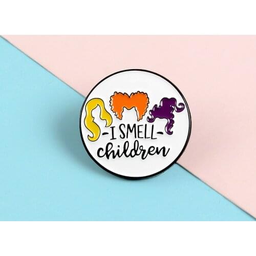 I SMELL CHILDREN Enamel Pins Halloween Brooches Cartoon Backpack Button Round Badge Fashion Jewelry Gift For Kids Friends