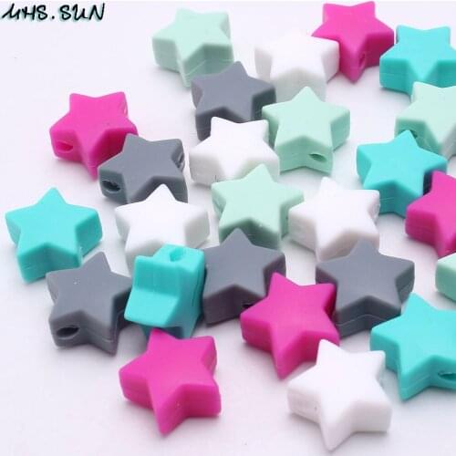 MHS.SUN Fivestar Baby Silicone Beads Colorful Infant Teething Handmade DIY Toy Gifts Necklace Pacifier Chain Making 50Pcs