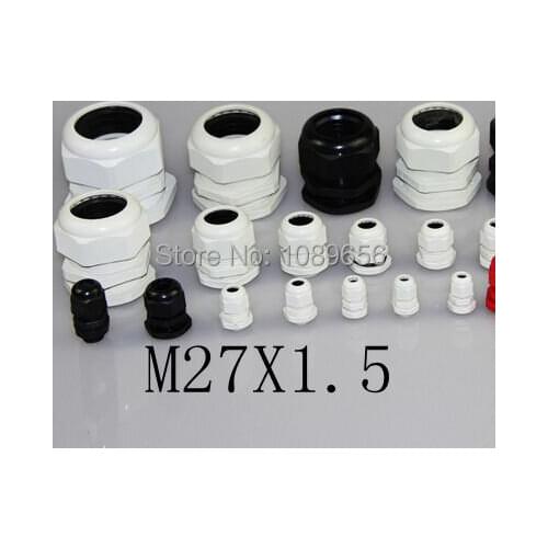M27X1.5 Cable Glands Nylon plastic waterproof cable connectors spiral fixed Waterproof Gasket Plastic Cable Gland 50PCS