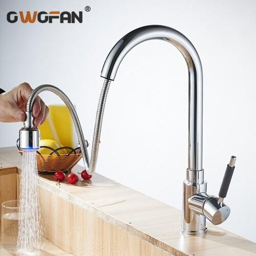 Kitchen Faucets Pull Out High Arch Taps Single Lever Dual Spray Nozzle Crane 360 Degree Swivel Tap Kitchen Accessories YC-CL3011