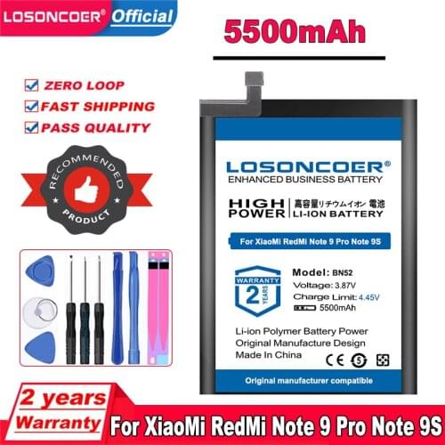 LOSONCOER Xiaomi Redmi Note 9S Batteries