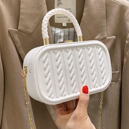 Small Chain Tote Shoulder Bags for Women 2021 Square Designer Messenger Bags Ladies Pure Color Top-handle Bag Elegant Handbags