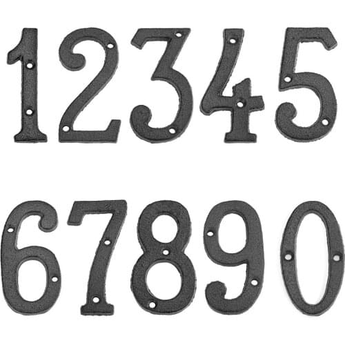 Retro 3D Metal Digital Arabic Numbers Cast Iron House Sign Door Plate DIY Cafe Wall Courtyard Decor Creative Door Numbers Sign