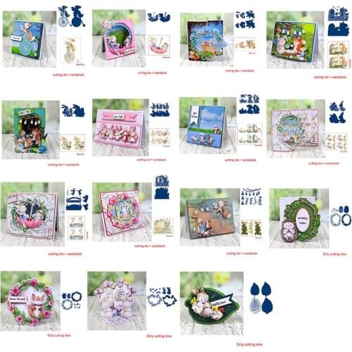 Cute Squirrel Rabbits Metal Cutting Dies& coordinating Cardstock for Scrapbooking Craft Embossing Stencil Die Cut Card Photo