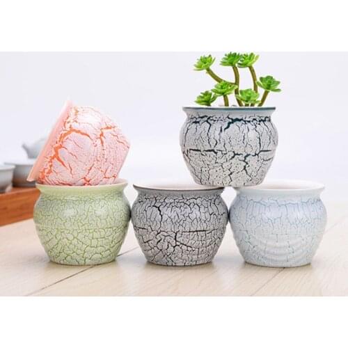Creative Ceramic Flowerpot Desktop Bonsai Pot Succulent Planter Grain Vase Container Office Ornaments Home Garden Decor