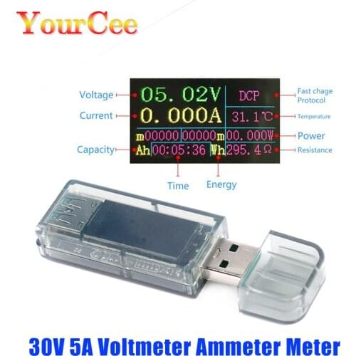 DC 5V USB Multi-function Voltmeter Ammeter Meter LCD Battery Capacity Tester Power Tester Temperature Display Current Meters