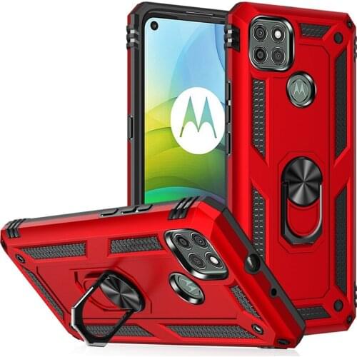 Heavy Duty Rugged Cover Ring Bracket Magnetic Holder Shockproof Kickstand case With Screen Protector for Moto G9 Power