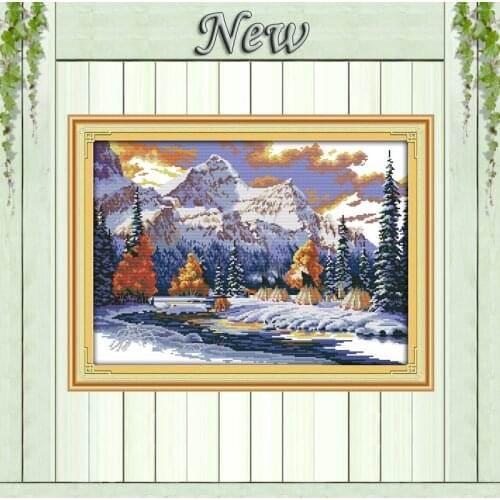 The snow of winter Scenery 11CT Counted printed on canvas DMC 14CT Cross Stitch kits,embroidery needlework Sets,house wall Decor