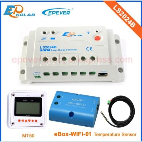 Solar 24V battery charger regulator EPEVER PWM system 24V 600W max connected MT50 Meter LS2024B eBOX-Wifi-01 Phone APP monitor