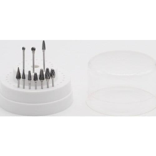 Dental Lab Supplies Tungsten Steel Drill Nitrate Burs With Bur Holder Block For Dentist Tool