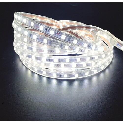 LED Strip Light Waterproof LED Tape AC 220V SMD 5050 60LEDs/m Flexible LED Light for Living Room Outdoor Lighting with EU Plug