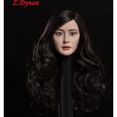 THREEQ 1/6 XD005A Asian Beauty Female Head Sculpt Asia Star Yang Mi Head Carved Model for 12 Inches Action Figure Body