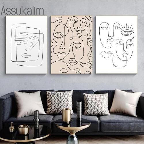 Face Line Art Painting Abstract Wall Poster Minimalist Canvas Print Nordic Posters Modern Prints Boho Pictures Living Room Decor