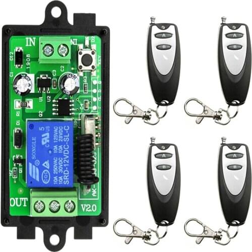 Universal Wireless Remote Control DC 12V 24V 1CH rf Relay Receiver and Transmitter for Universal Garage door and gate Control