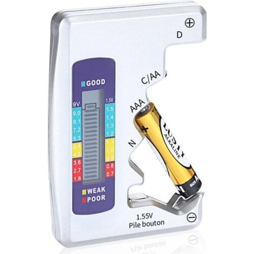 Universal Black Silver Digital Battery Tester Battery Capacity Detector For C/D/N/AA/AAA/9V 6F22 Batteries /1.55V Button Cell