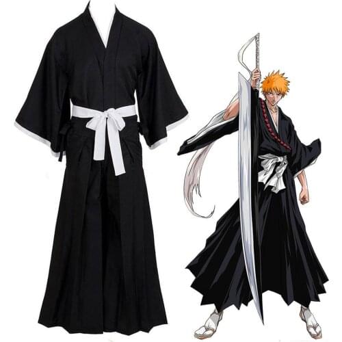 Japanese Anime Bleach Kurosaki Ichigo Robe Cloak Coat Cosplay Costumes