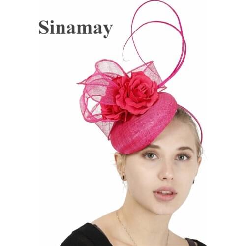 Nice Sinamay 4-Layer Wedding Headpiece Women Fascinator Hats Headbands Ladies Party Dinner Headwear Hairpin With Nice Flower Hat