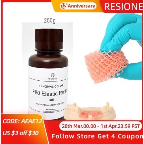Resione F80 250g Elastic Dental 3d Resin Liquid For DLP LCD Elegoo Phrozen Anycubic Resin 3d Printer