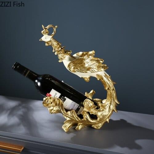 Golden Phoenix Wine Rack Red Wine Beverage Tray Coffee Table Desk Decoration Phenix Wine Bottle Stand Nordic Home Decor Modern