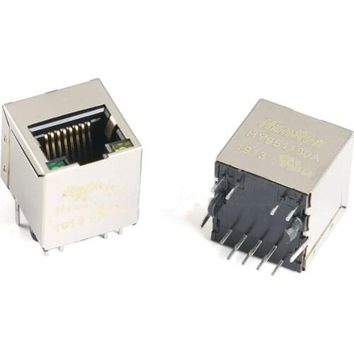 1PC HY951180A stand RJ45 socket 100Base-T WiFi network connector with LED