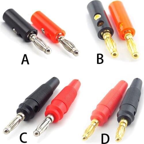 10pcs Audio Speaker Screw 4mm Banana Plug Gold Silver Plate Plugs Connector Adapter Solderless Black Red Color W17
