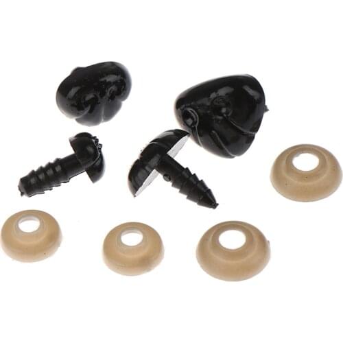 10pcs / bag DIY Black Oval Ellipse Oblong Doll Nose Eyes for Teddy Bear Plush Toys Snap Animal with Plug Washers Accessories