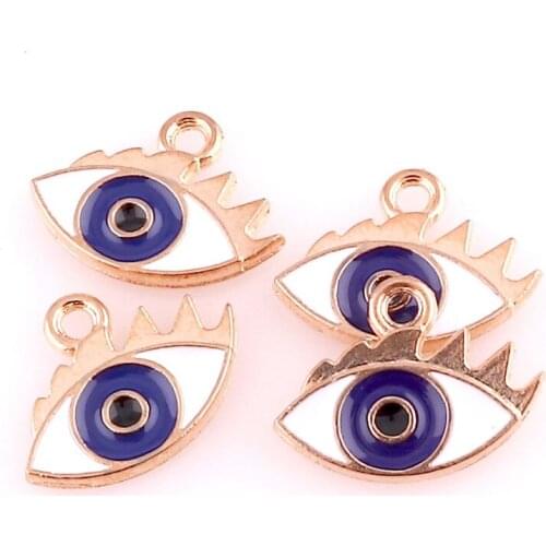 10pcs Blue Eye 15*11mm Alloy Enamel Charm Jewelry Making Drop Oil Pendant DIY Earring Bracelet Necklace Fashion Accessory