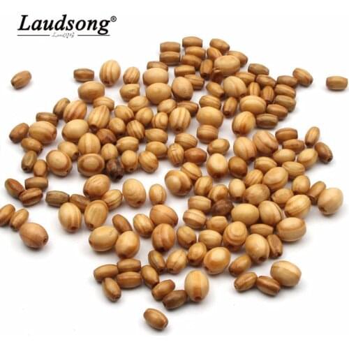 100PCS A variety Of Sizes Natural Pine Wooden Oval egg shaped wooden Beads Spacer Baby Teether DIY Accessories