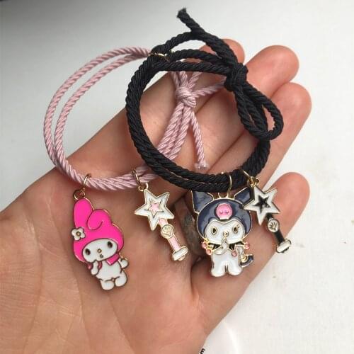 6 Style 2pcs\Set Cute Cartoon Couple Bracelet Magnet Ball Hand Men and Women Gift Friendship Charms Elastic Rope Jewelry
