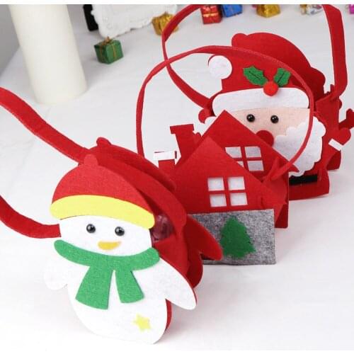 3Styles Red Colorful Christmas Tree Santa Claus Snowman Pattern Candy Bag Handbag Home Party Decoration Gift Bag Christmas Bag