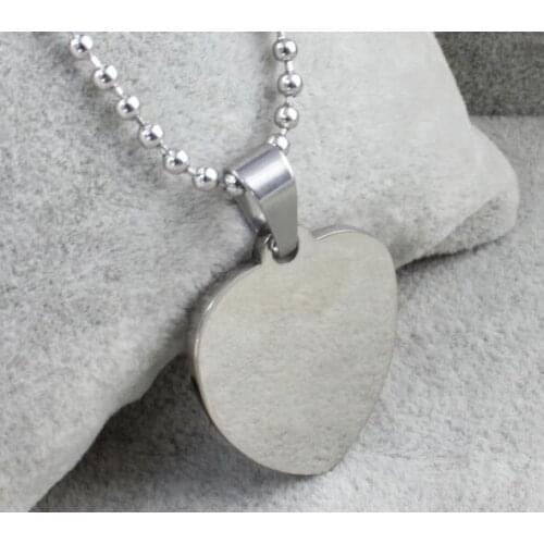 5pcs Lot in bulk Classic titanium steel Sweet Heart Charms pendant Women Men with chain 24