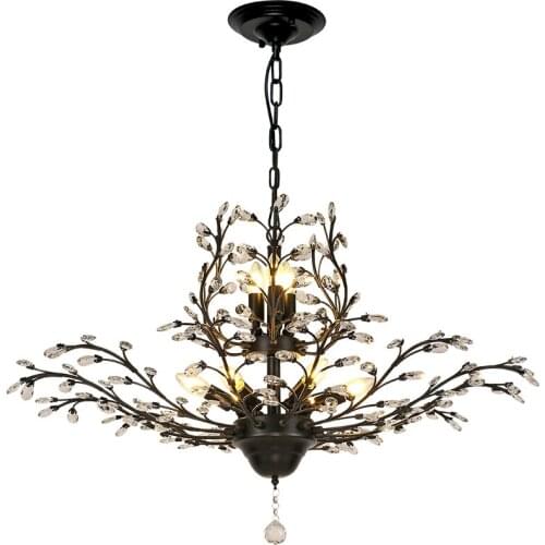 American Retro Crystal Chandelier Europe Mediterranean Living Room Bedroom Lamp Entrance Clothing Stores Wrought Iron Chandelier