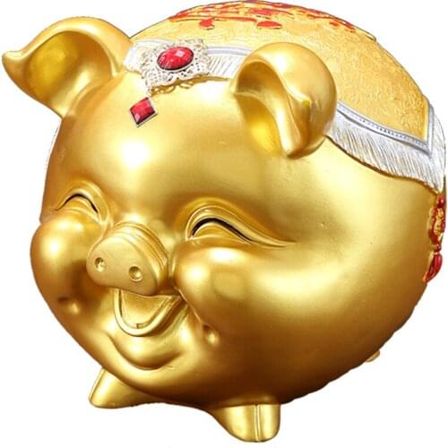 Coin Large Piggy Bank Adult Kids Pig Paper Money Golden Gift Resin Hidden Safe Piggy Bank Cute Alcancia Home Decoration DG50MB