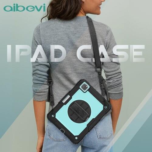 Aibevi For iPad Case Pro 4 12.9 2020 For iPad Pro 11 2020 Case With Pencil Holder Cover 10.2 10.9'' Smart Case Rotate Hand Strap