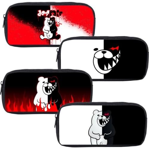 3D Print Cartoon Storage Anime Danganronpa Monokuma Pencil Case Kids Cosmetic Bag Zipper Make Up Box School Supplies Stationery