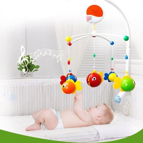 Baby Rattles Mobiles Music Bed Bell Toddler Crib Toys Cartoon Cute Baby’s Soothing Toy Bed Hanging Musical Baby Toy 0-12 Month