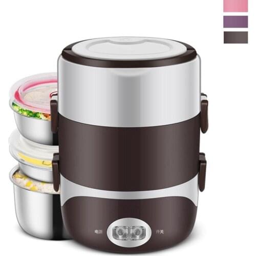 DMWD 3 Layer 2L Multifunctional Mini Rice Cooker 220V Portable Food Heater Electric Lunch Box Egges Steamer For Office
