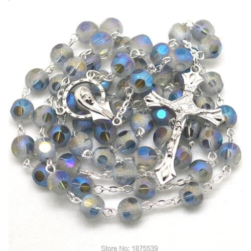 Purple Glass Bead Men Rosary 59 PCS Beautiful Beads Religious Necklace