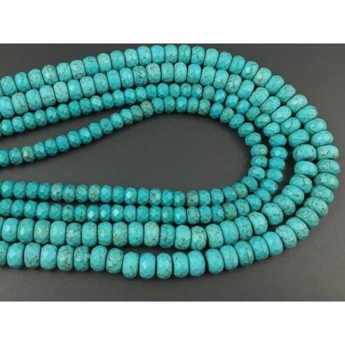 Blue Magnesite Howlite Turquois e Beads, Faceted Stone Beads 4x6mm 5x8mm Faceted Roundle Specer Beads For jewelry15.5"/piece
