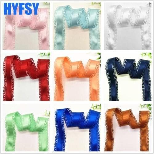 Hyfsy 10090 30mm Lace ribbon hollow DIY headdress 10 yards gift packaging sewing fabric hair bow Hand-made satin tape polyester