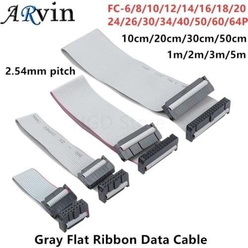 2.54mm pitch FC-6/8/10/14/16/20/24/40/50/64 PIN JTAG ISP DOWNLOAD CABLE Gray Flat Ribbon Data Cable FOR DC3 IDC BOX HEADER
