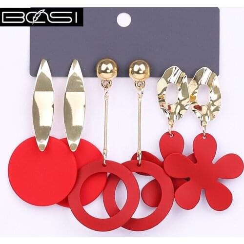 BOSI red set earrings set fashion jewelry drop earrings Women luxury long earrings bohemian dangle earring hoop star earings cc
